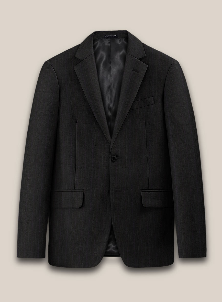 Scabal Cosmopolitan Stripe Iriya Black Wool Jacket - StudioSuits