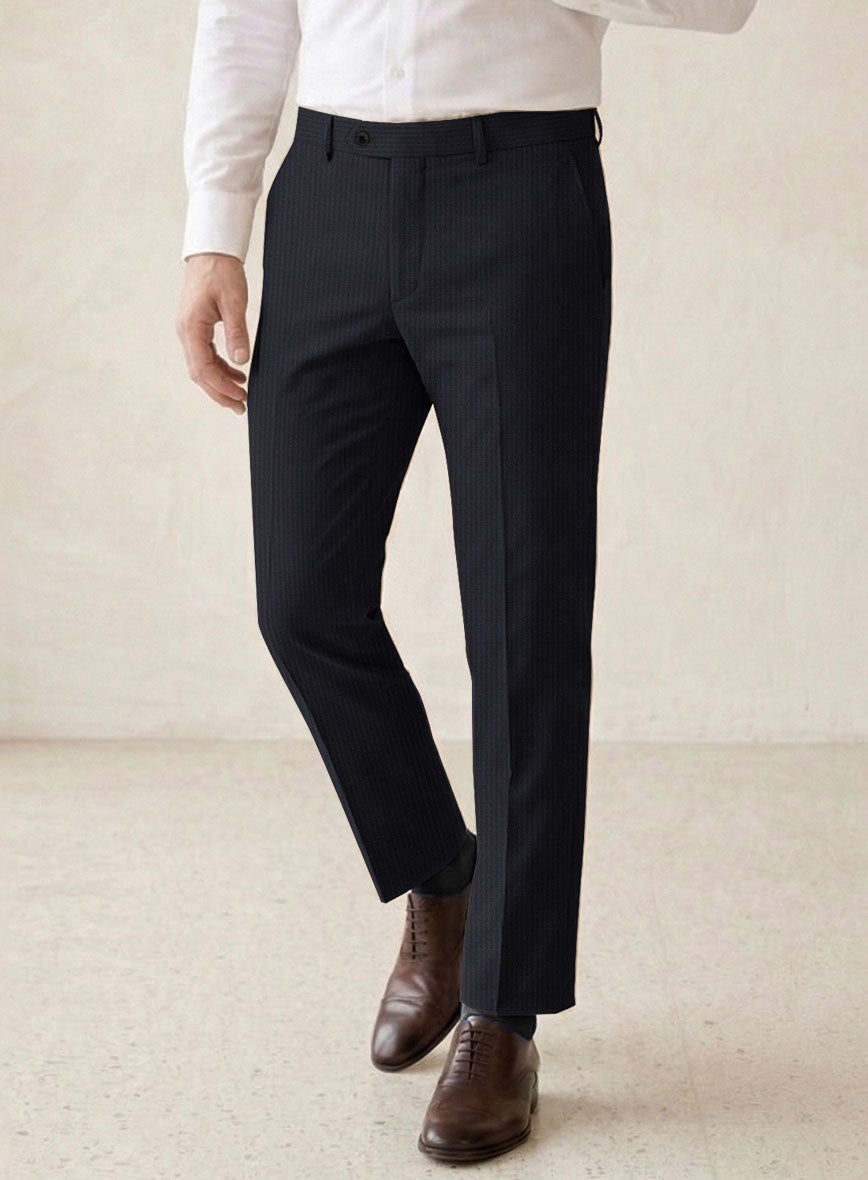 Scabal Cosmopolitan Stripe Isora Blue Wool Pants - StudioSuits