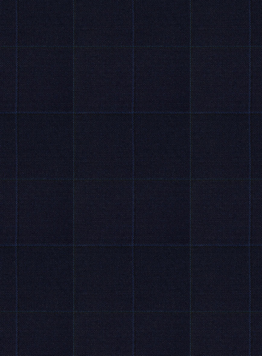Scabal Cosmopolitan Windowpane Dark Blue Wool Jacket - StudioSuits