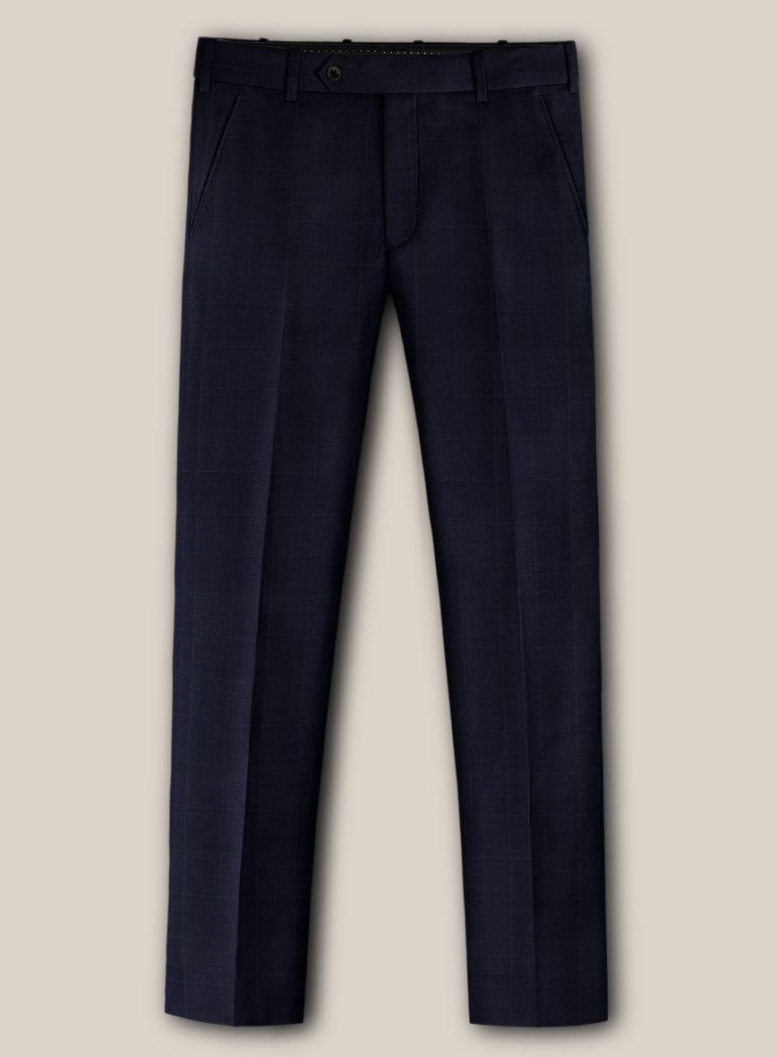 Scabal Cosmopolitan Windowpane Dark Blue Wool Suit - StudioSuits