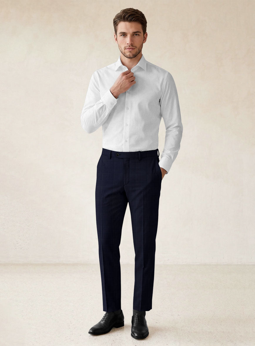 Scabal Cosmopolitan Windowpane Dark Blue Wool Suit - StudioSuits