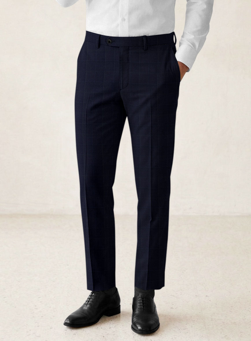 Scabal Cosmopolitan Windowpane Dark Blue Wool Suit - StudioSuits
