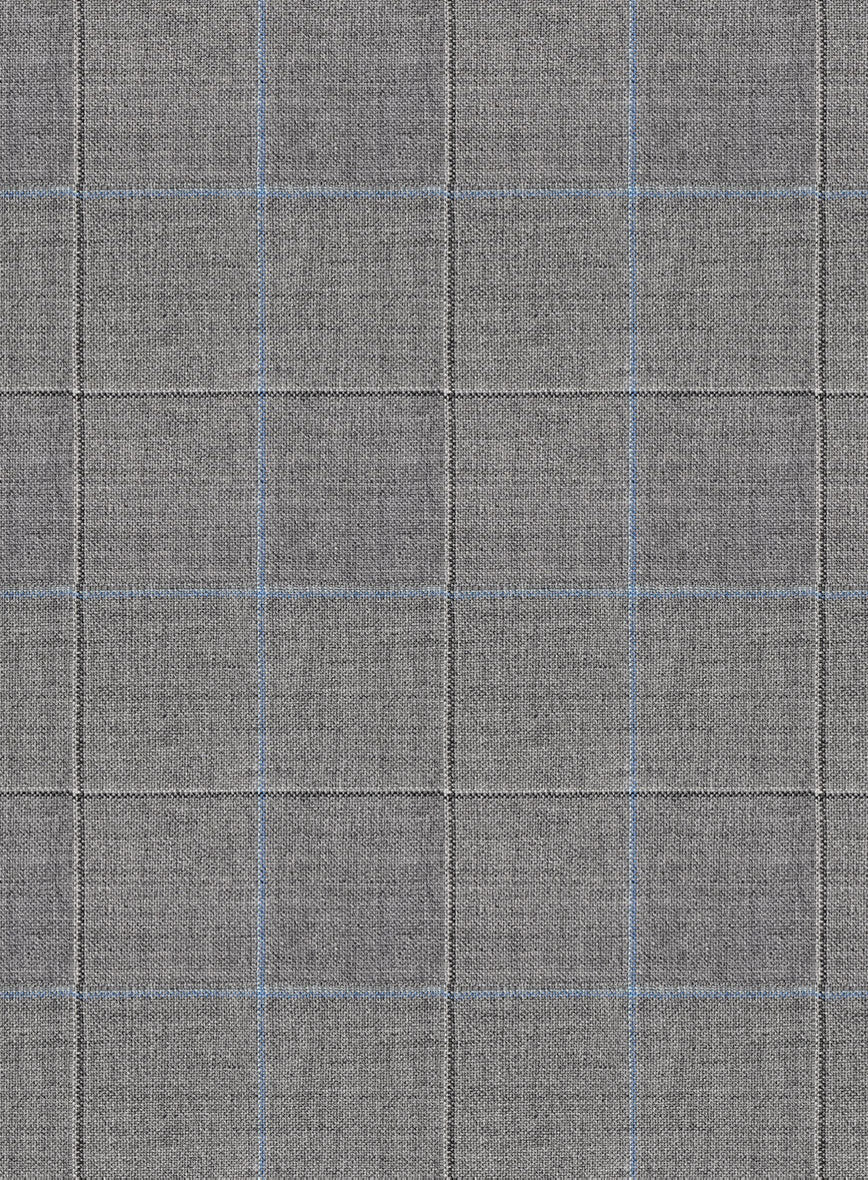 Scabal Cosmopolitan Windowpane Gray Wool Suit - StudioSuits