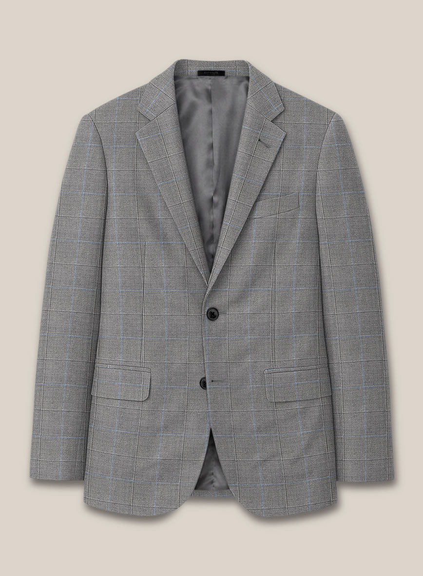 Scabal Cosmopolitan Windowpane Gray Wool Suit - StudioSuits