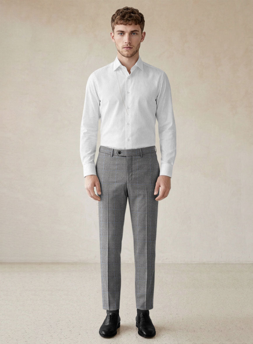 Scabal Cosmopolitan Windowpane Gray Wool Suit - StudioSuits