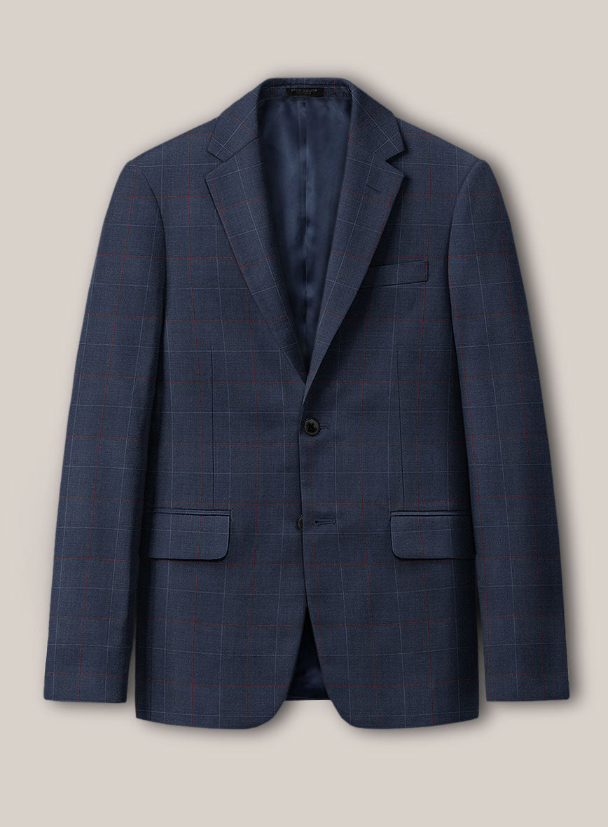 Scabal Cosmopolitan Windowpane Light Navy Wool Jacket - StudioSuits