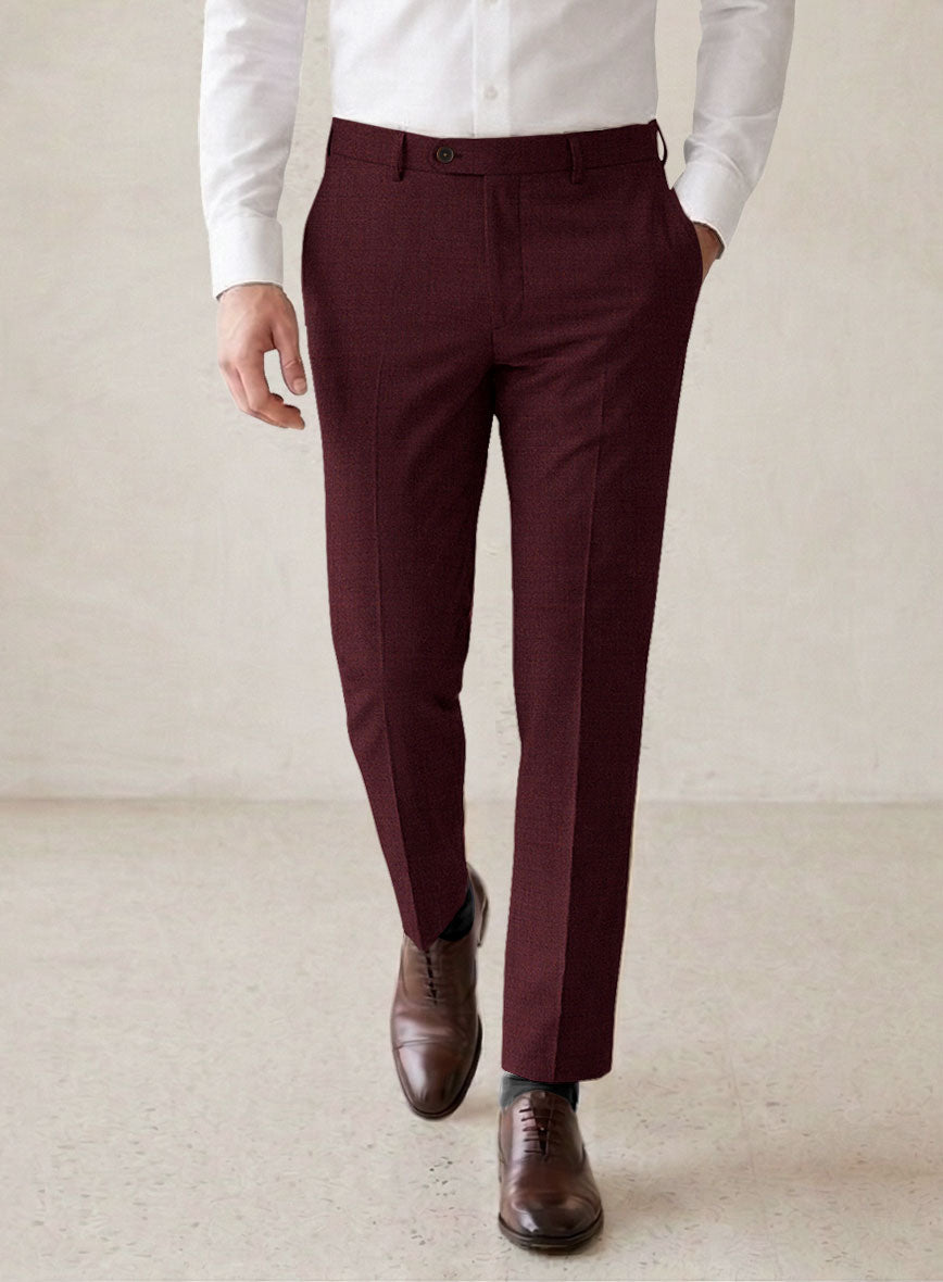 Scabal Cosmopolitan Wine Wool Pants - StudioSuits