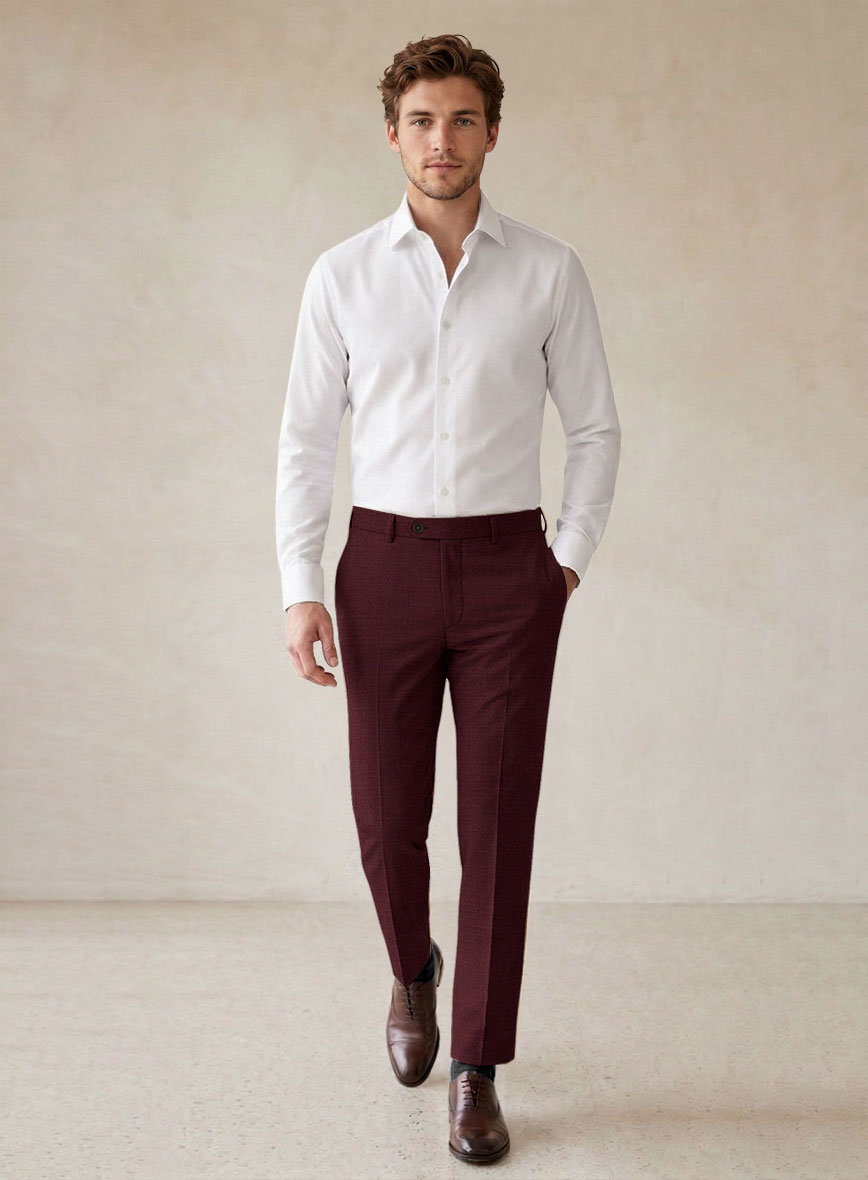 Scabal Cosmopolitan Wine Wool Pants - StudioSuits