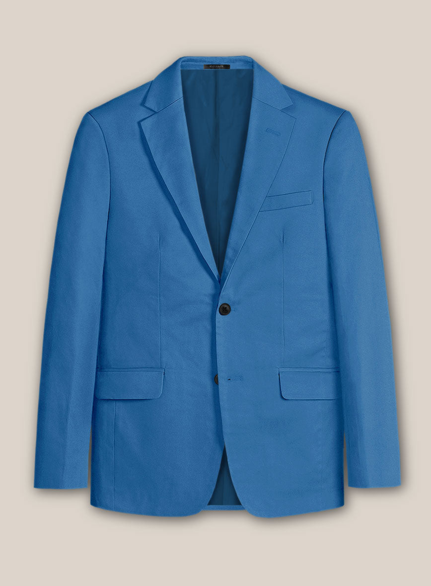 Scabal Crystal Blue Cotton Stretch Jacket - StudioSuits