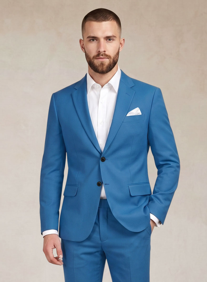 Scabal Crystal Blue Cotton Stretch Jacket - StudioSuits