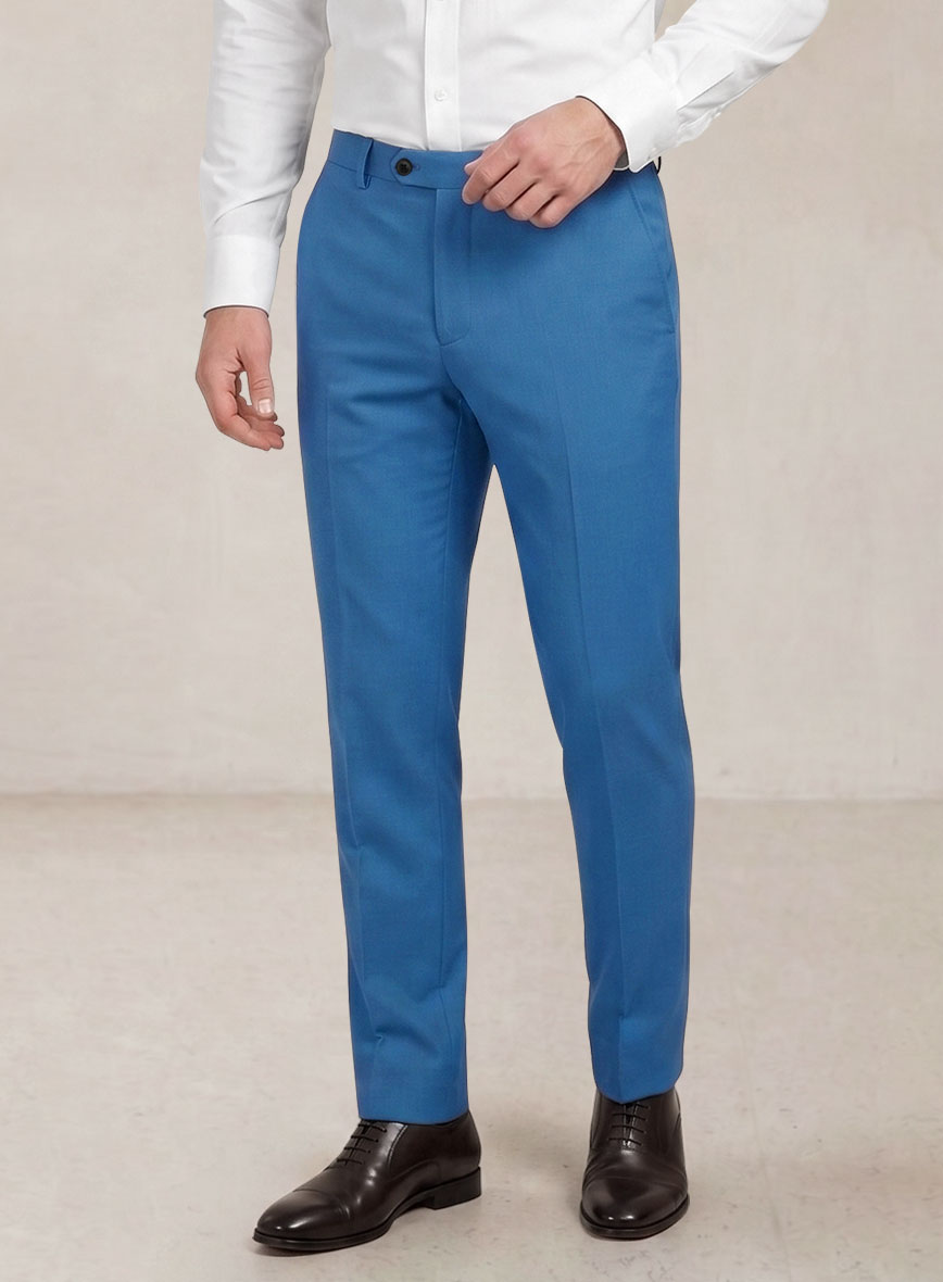 Scabal Crystal Blue Cotton Stretch Pants - StudioSuits