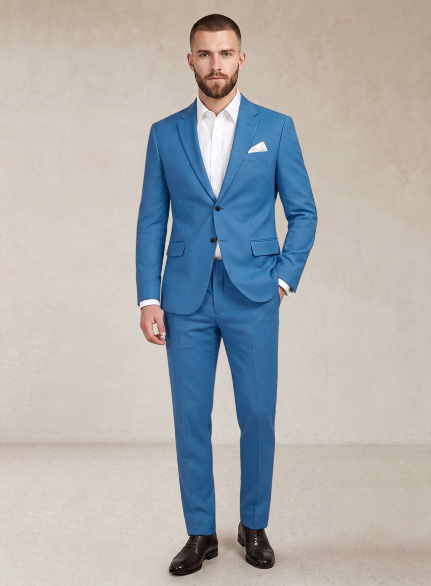 Scabal Crystal Blue Cotton Stretch Suit - StudioSuits