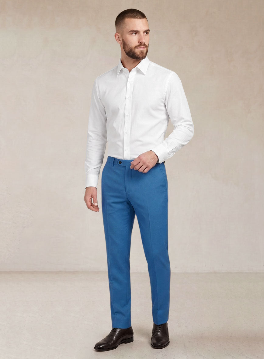 Scabal Crystal Blue Cotton Stretch Suit - StudioSuits