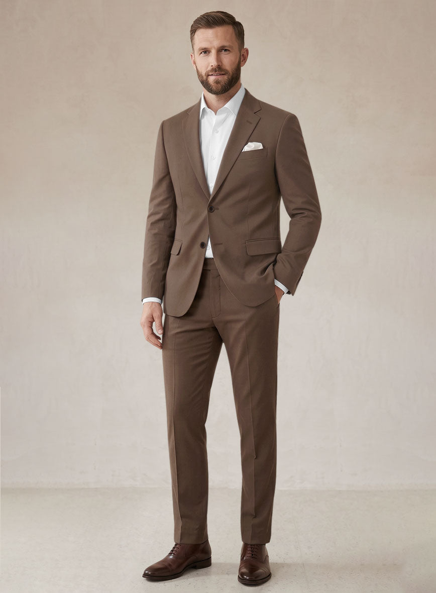 Scabal Dark Brown Cashmere Cotton Suit - StudioSuits