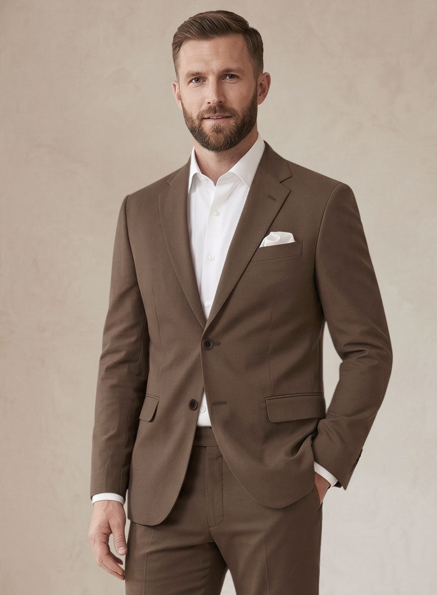 Scabal Dark Brown Cashmere Cotton Suit - StudioSuits