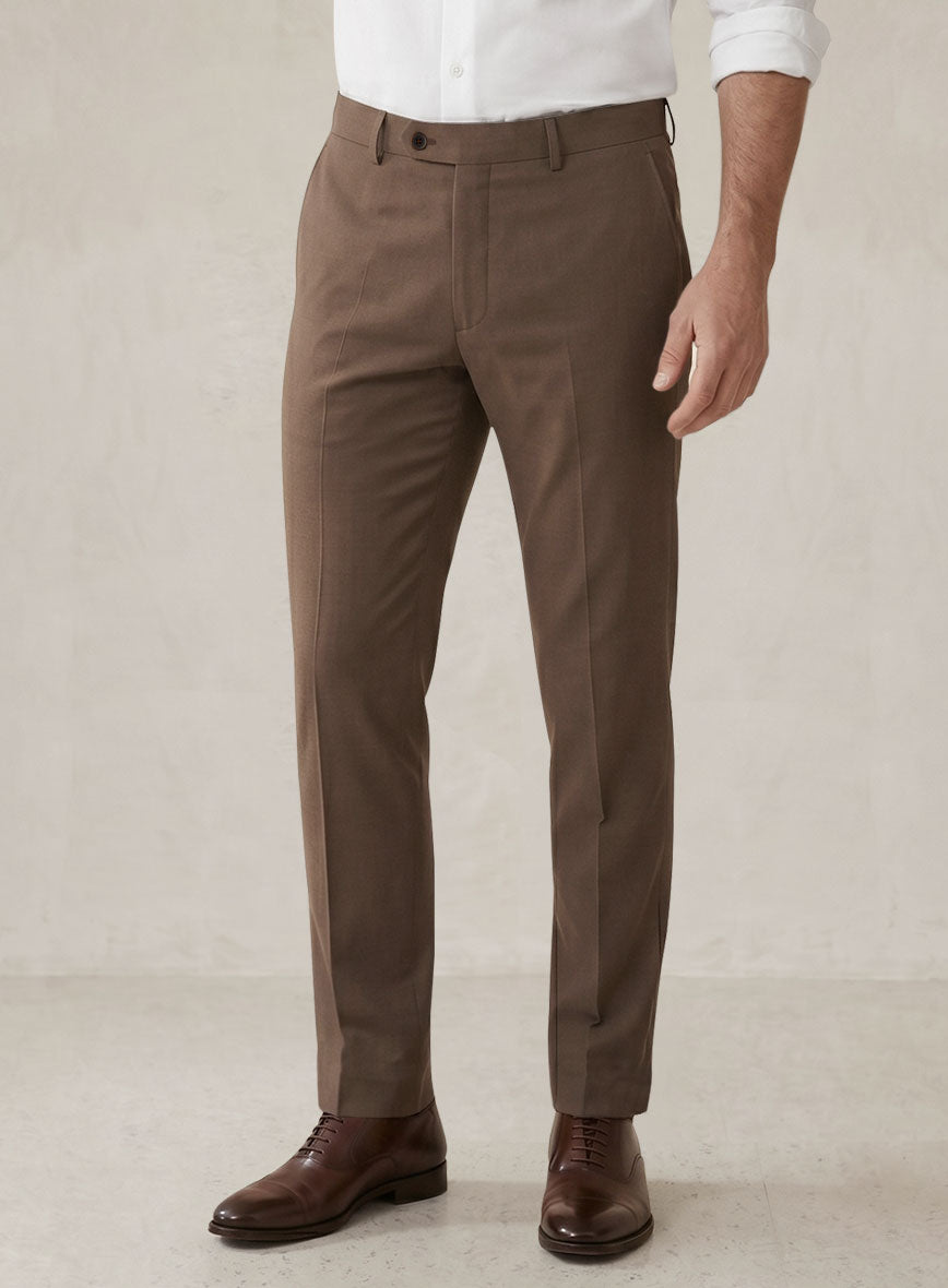 Scabal Dark Brown Cashmere Cotton Pants - StudioSuits