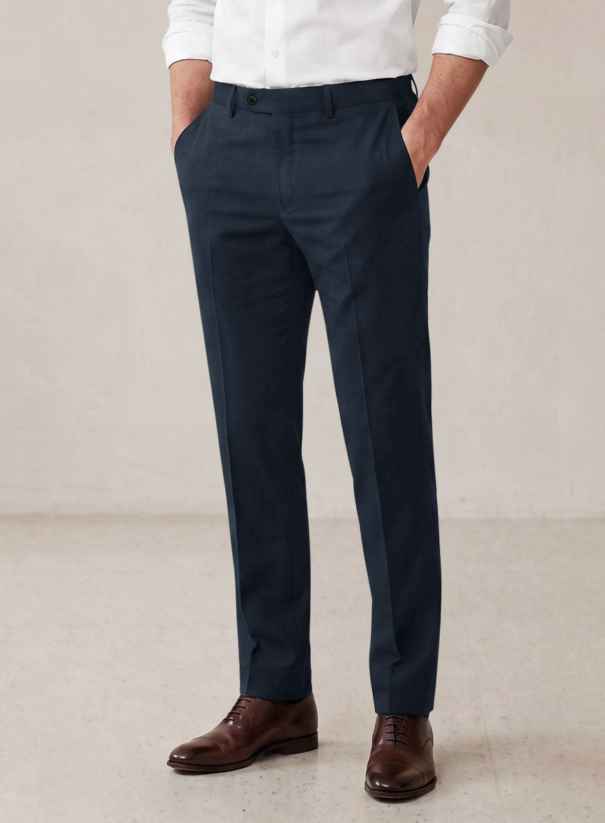 Scabal Dark Navy Cashmere Cotton Pants - StudioSuits