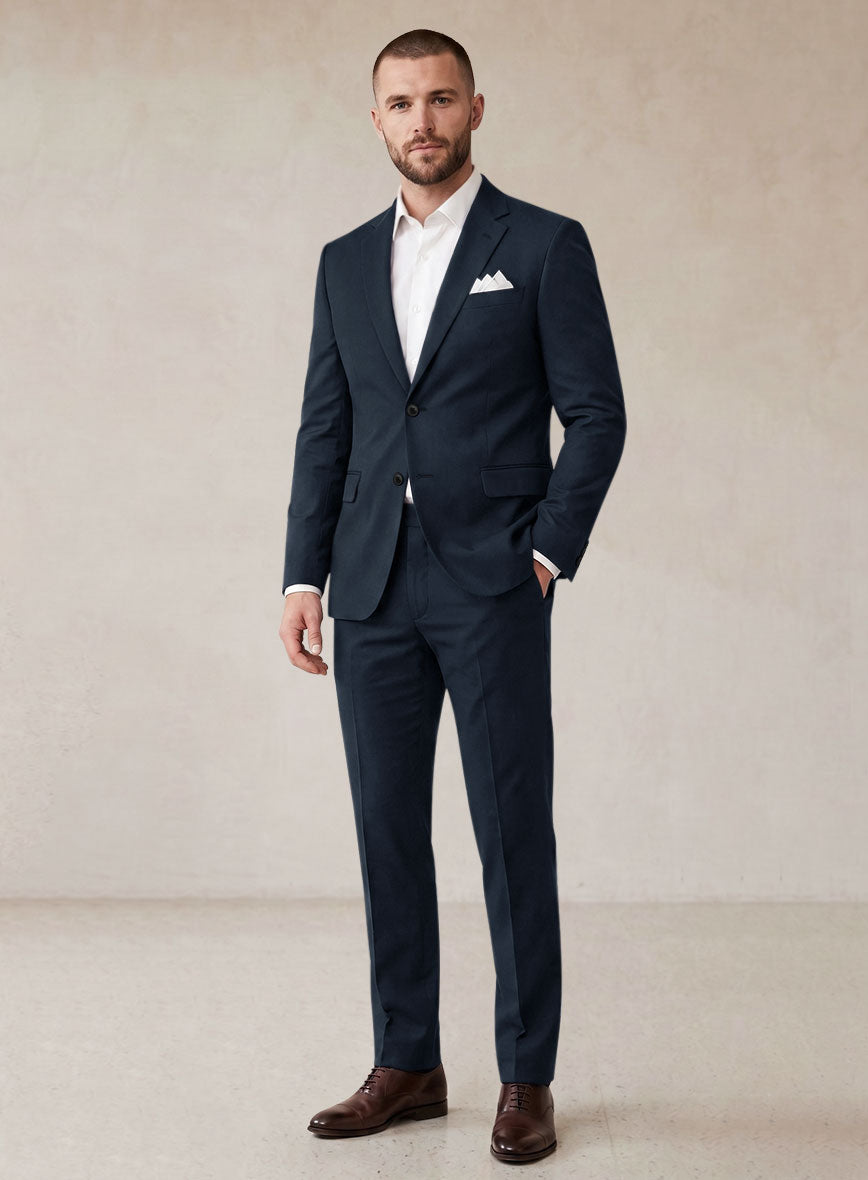 Scabal Dark Navy Cashmere Cotton Suit - StudioSuits