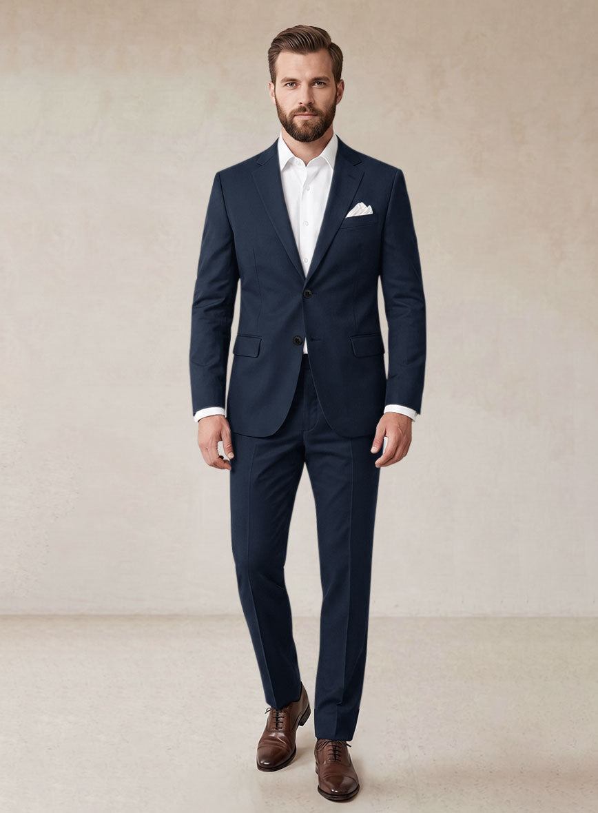 Scabal Dark Navy Cotton Stretch Suit - StudioSuits