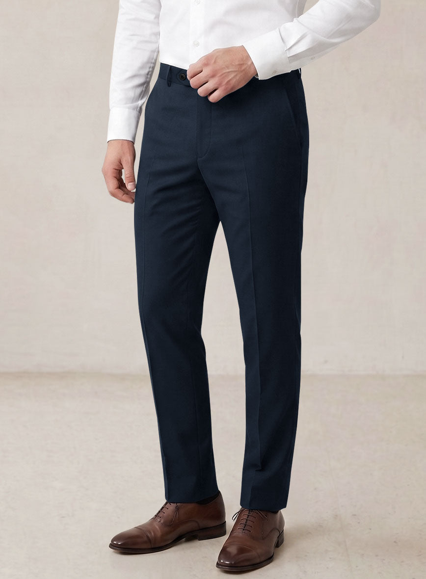 Scabal Dark Navy Cotton Stretch Pants - StudioSuits