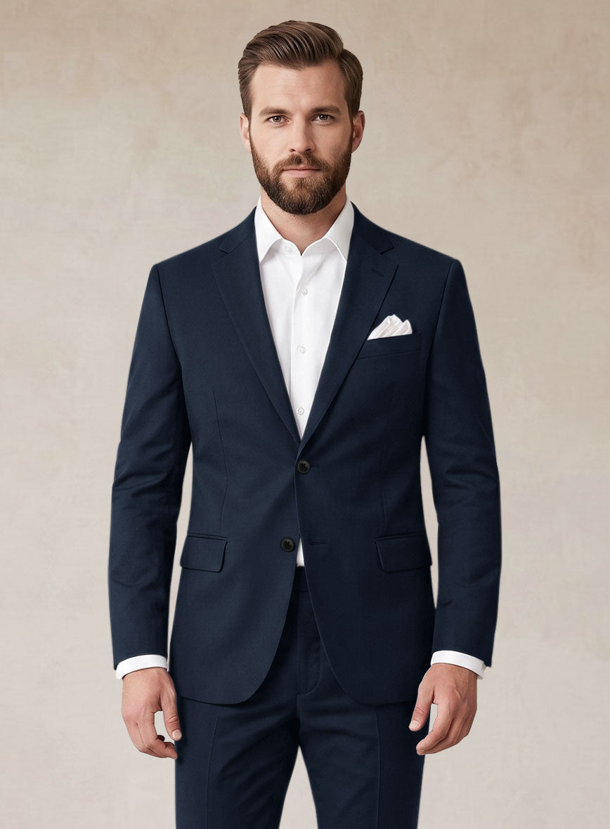 Scabal Dark Navy Cotton Stretch Suit - StudioSuits