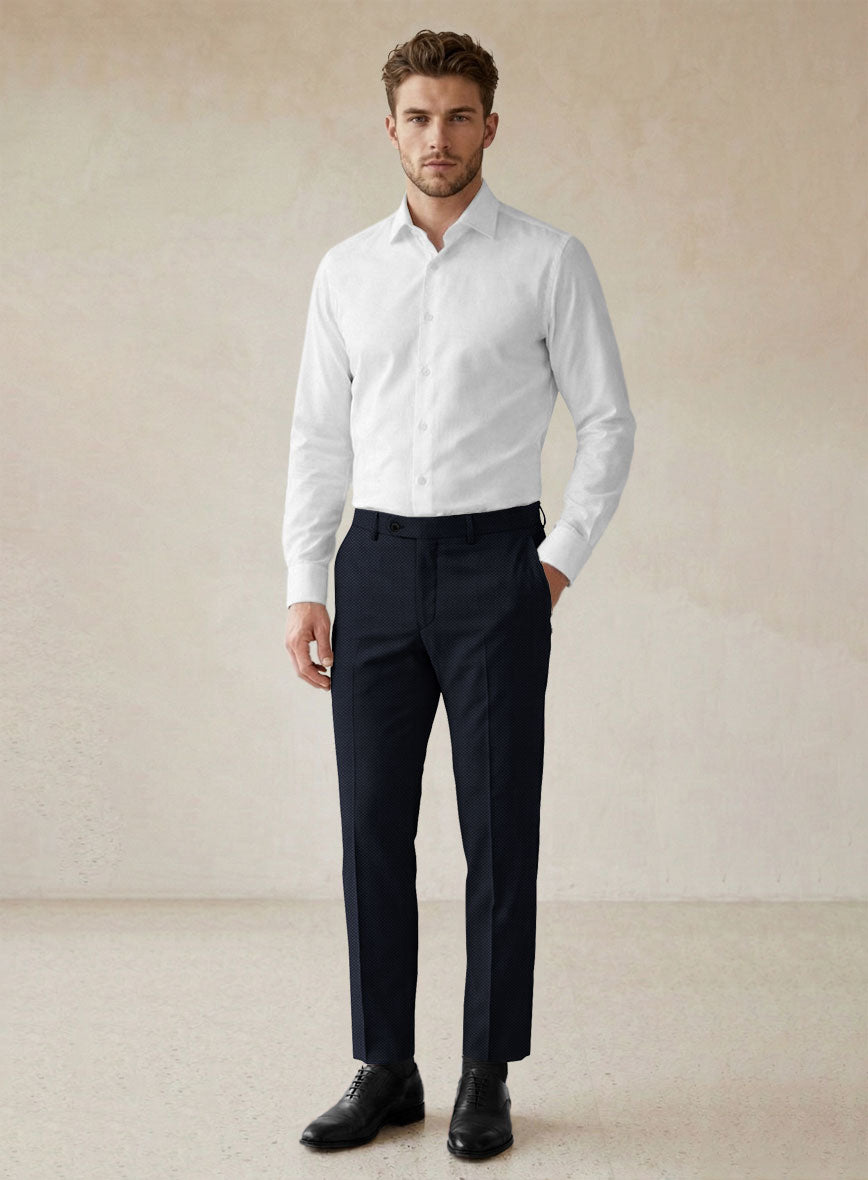 Scabal Drian Blue Wool Pants - StudioSuits