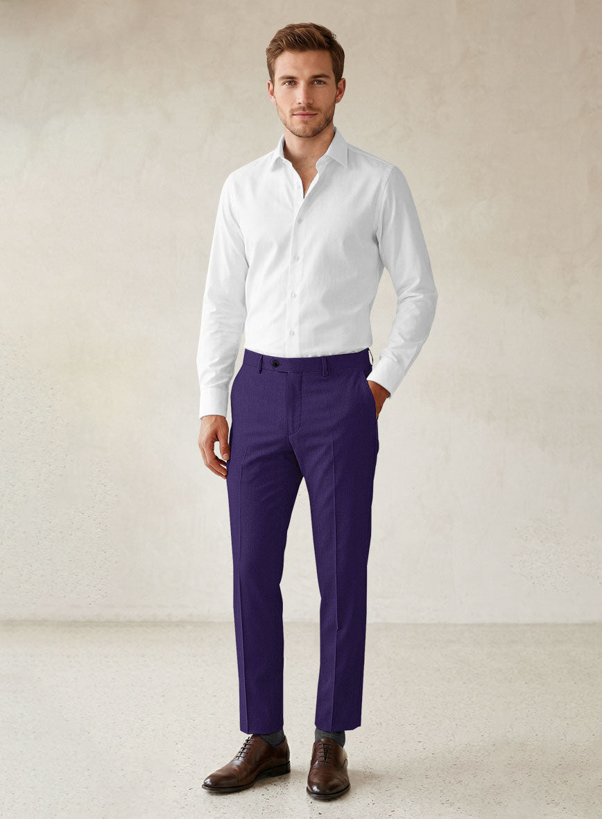 Scabal Eggplant Wool Pants - StudioSuits
