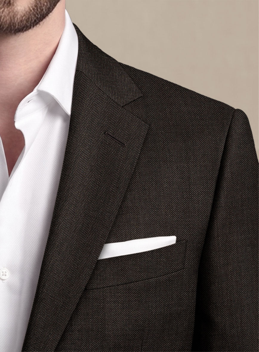 Scabal Erar Herringbone Brown Wool Jacket - StudioSuits