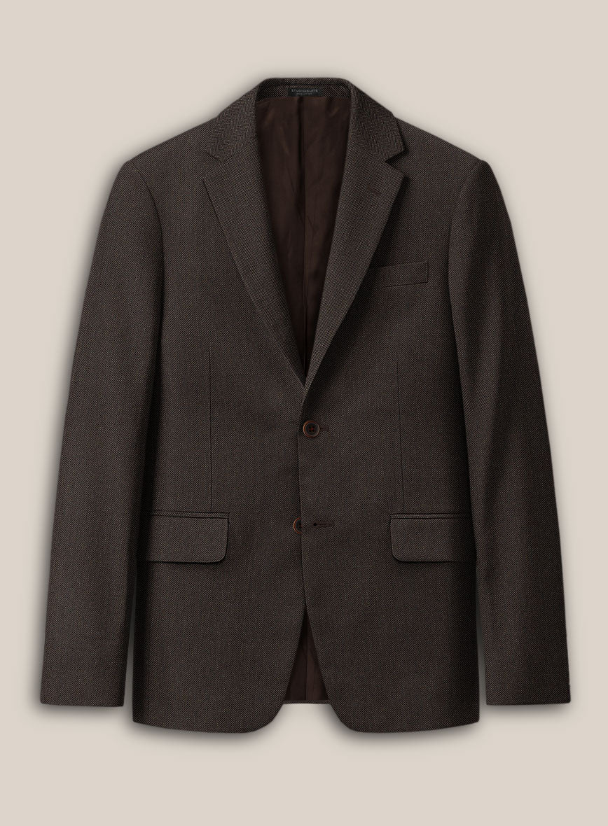 Scabal Erar Herringbone Brown Wool Suit - StudioSuits