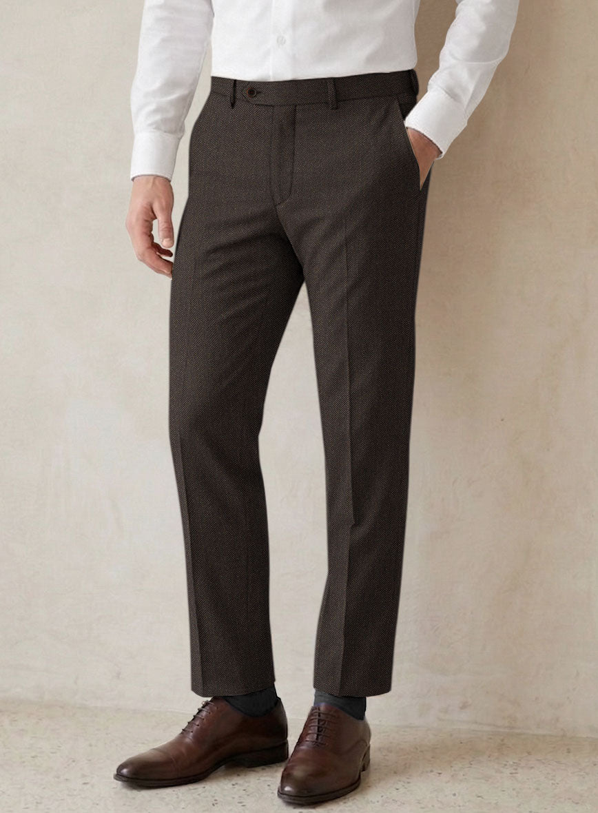 Scabal Erar Herringbone Brown Wool Suit - StudioSuits
