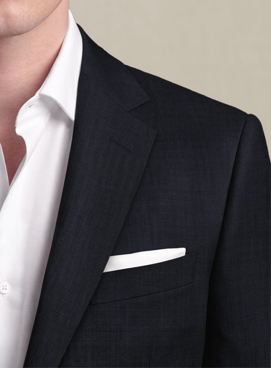 Scabal Eziki Herringbone Blue Wool Jacket - StudioSuits