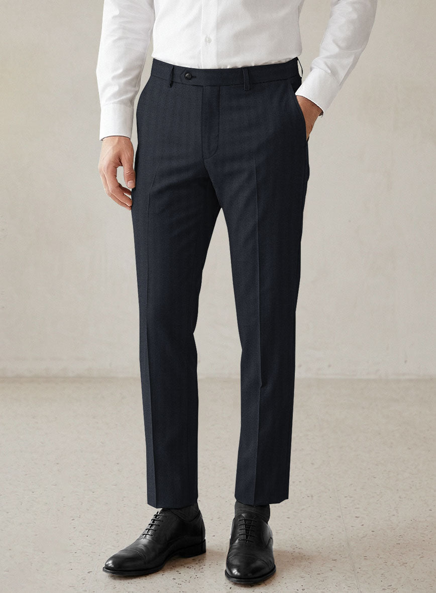 Scabal Eziki Herringbone Blue Wool Suit - StudioSuits