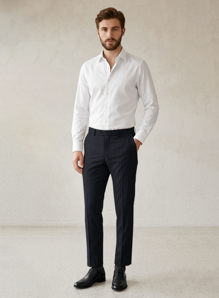 Scabal Eziki Herringbone Blue Wool Suit - StudioSuits