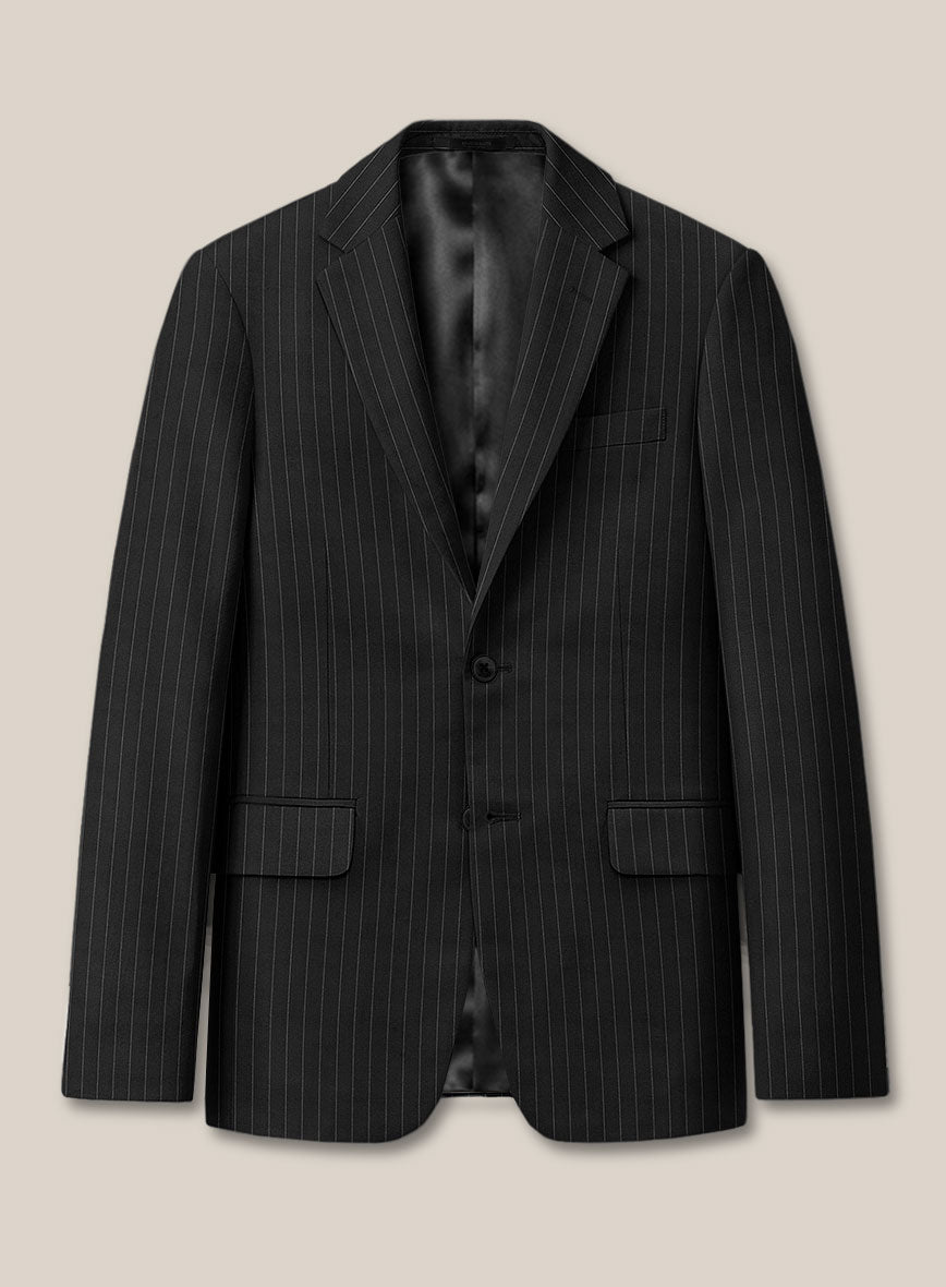 Scabal Feeje Stripe Black Wool Jacket - StudioSuits