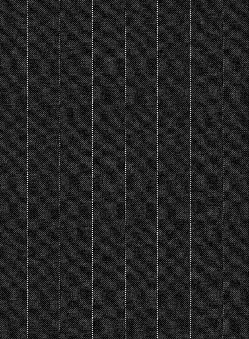 Scabal Feeje Stripe Black Wool Pants - StudioSuits