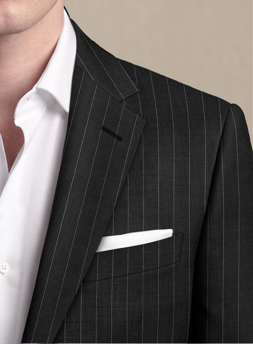Scabal Feeje Stripe Black Wool Suit - StudioSuits