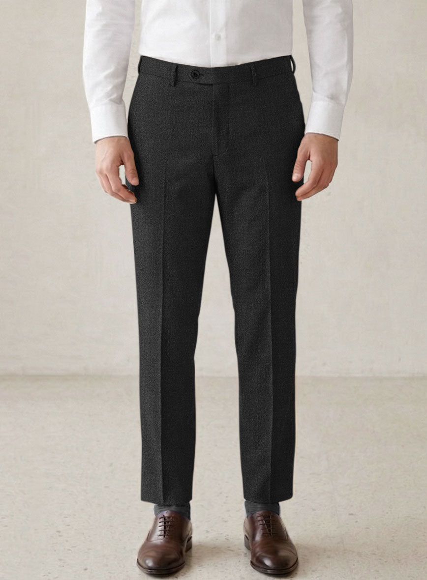 Scabal Gilbe Twill Charcoal Wool Pants - StudioSuits