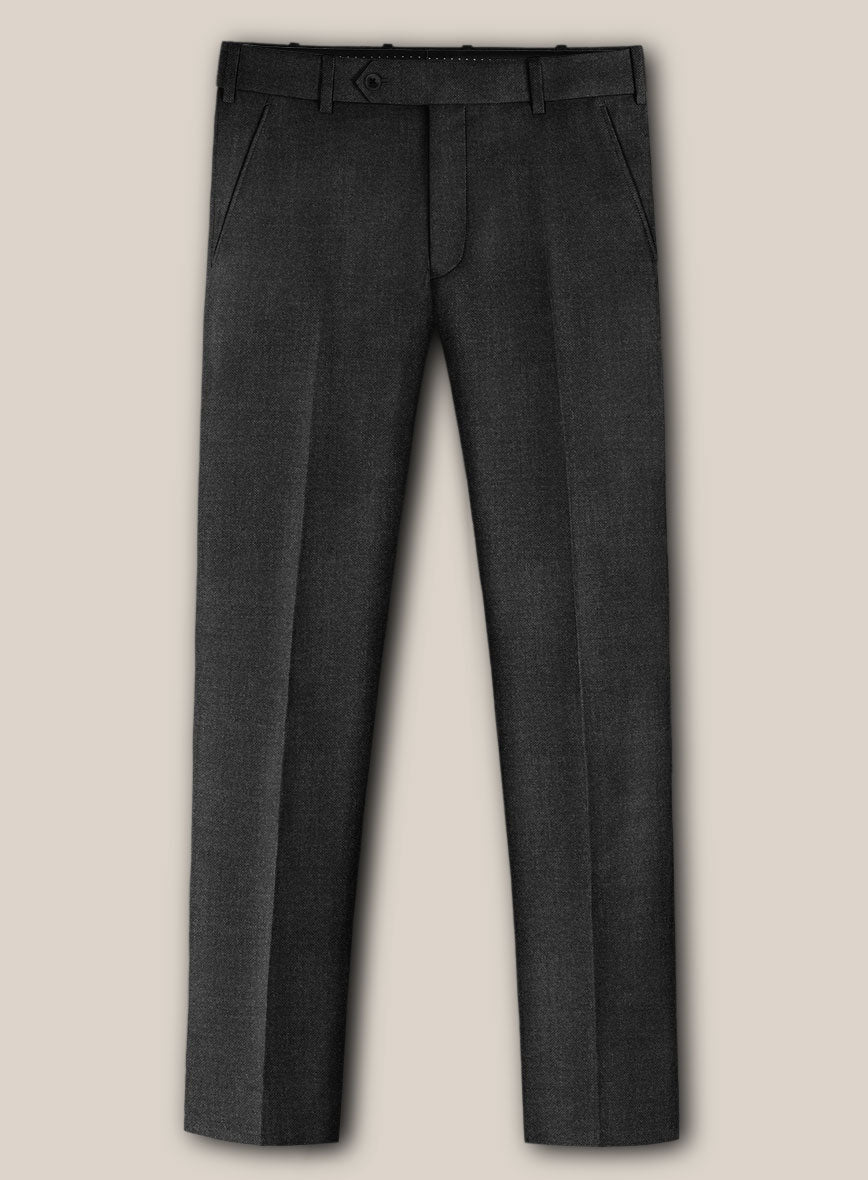 Scabal Gilbe Twill Charcoal Wool Pants - StudioSuits