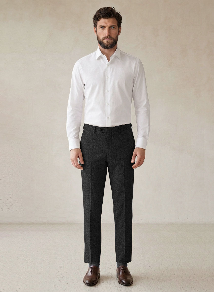 Scabal Gilbe Twill Charcoal Wool Pants - StudioSuits
