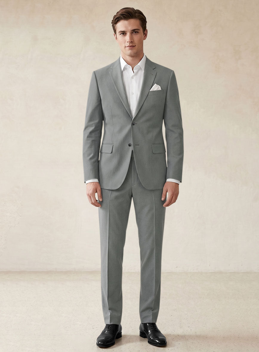 Scabal Gray Cotton Stretch Suit - StudioSuits