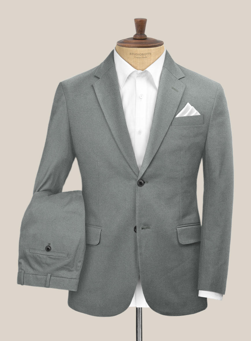 Scabal Gray Cotton Stretch Suit - StudioSuits