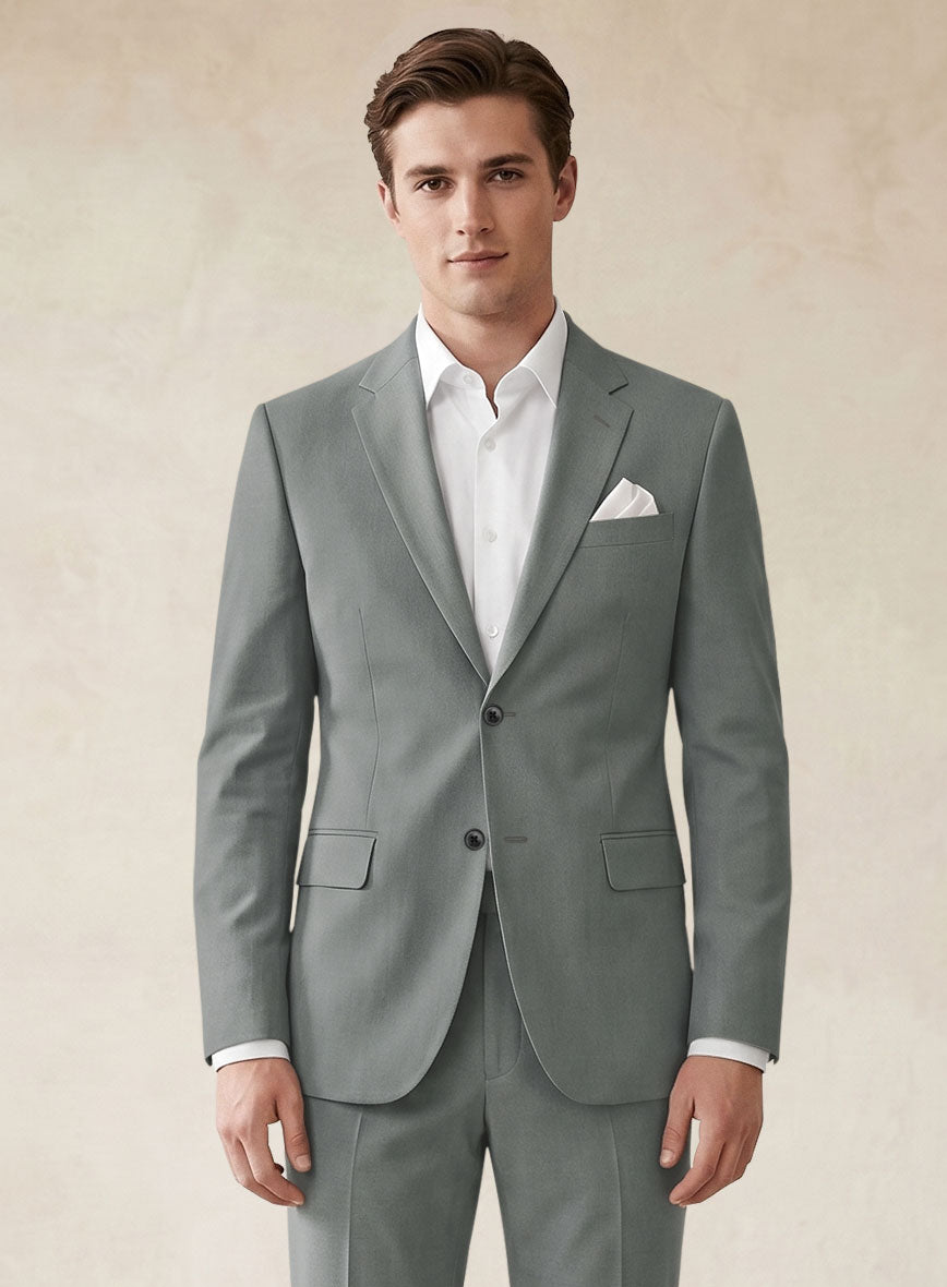 Scabal Gray Cotton Stretch Suit - StudioSuits