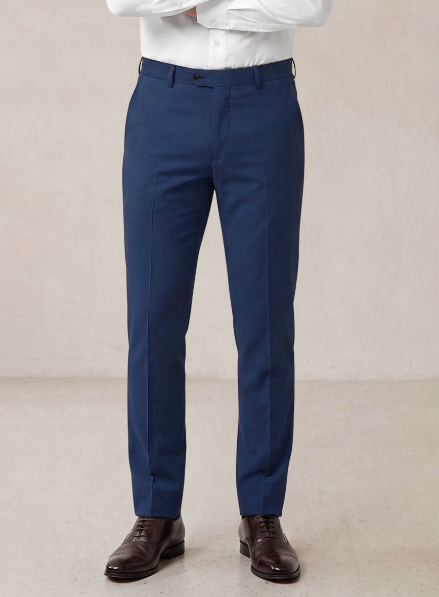 Scabal Indigo Blue Cotton Stretch Pants - StudioSuits