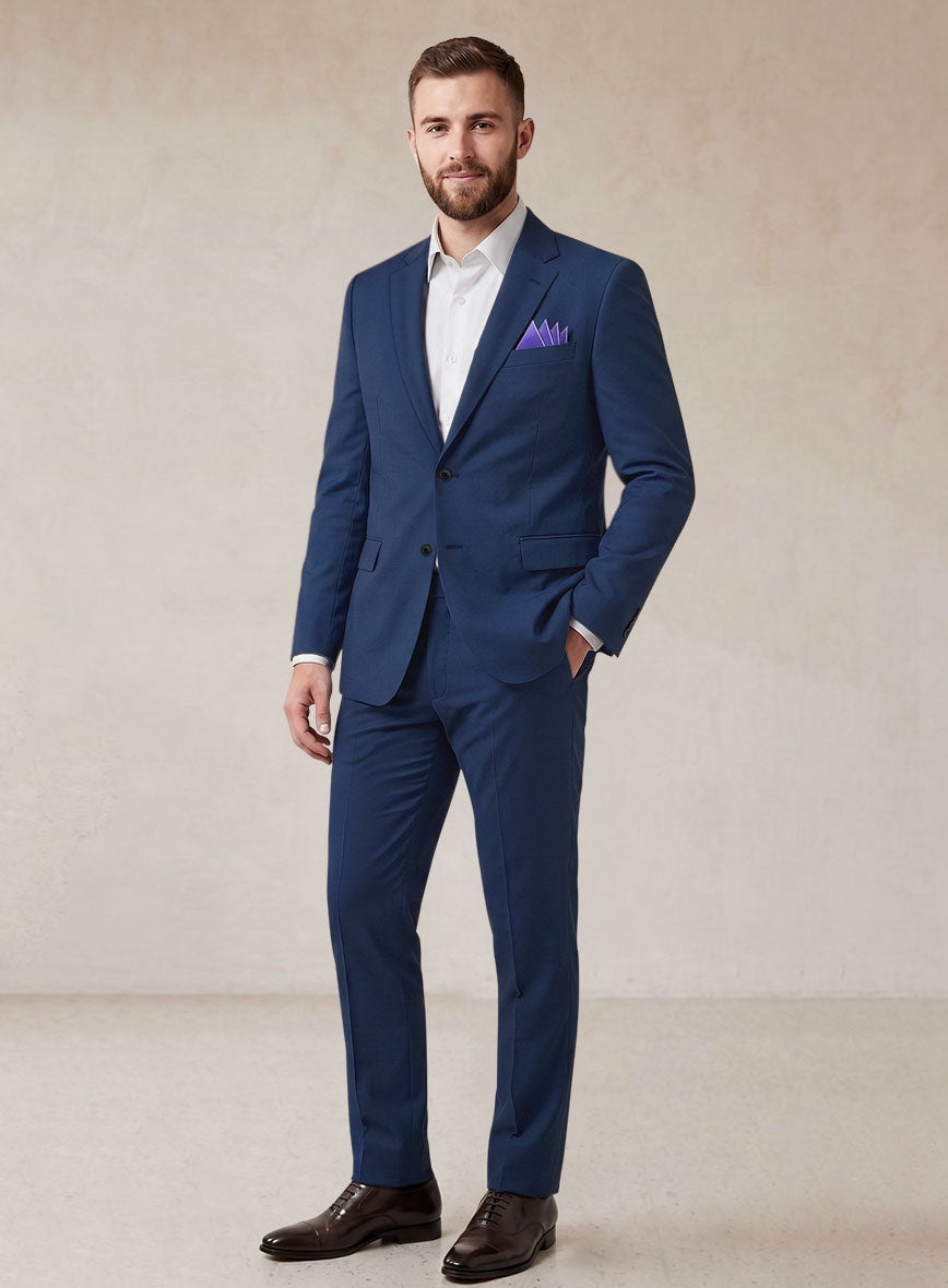 Scabal Indigo Blue Cotton Stretch Suit - StudioSuits