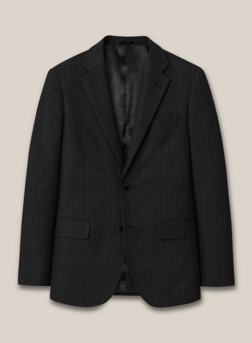 Scabal Juber Stripe Black Wool Jacket - StudioSuits