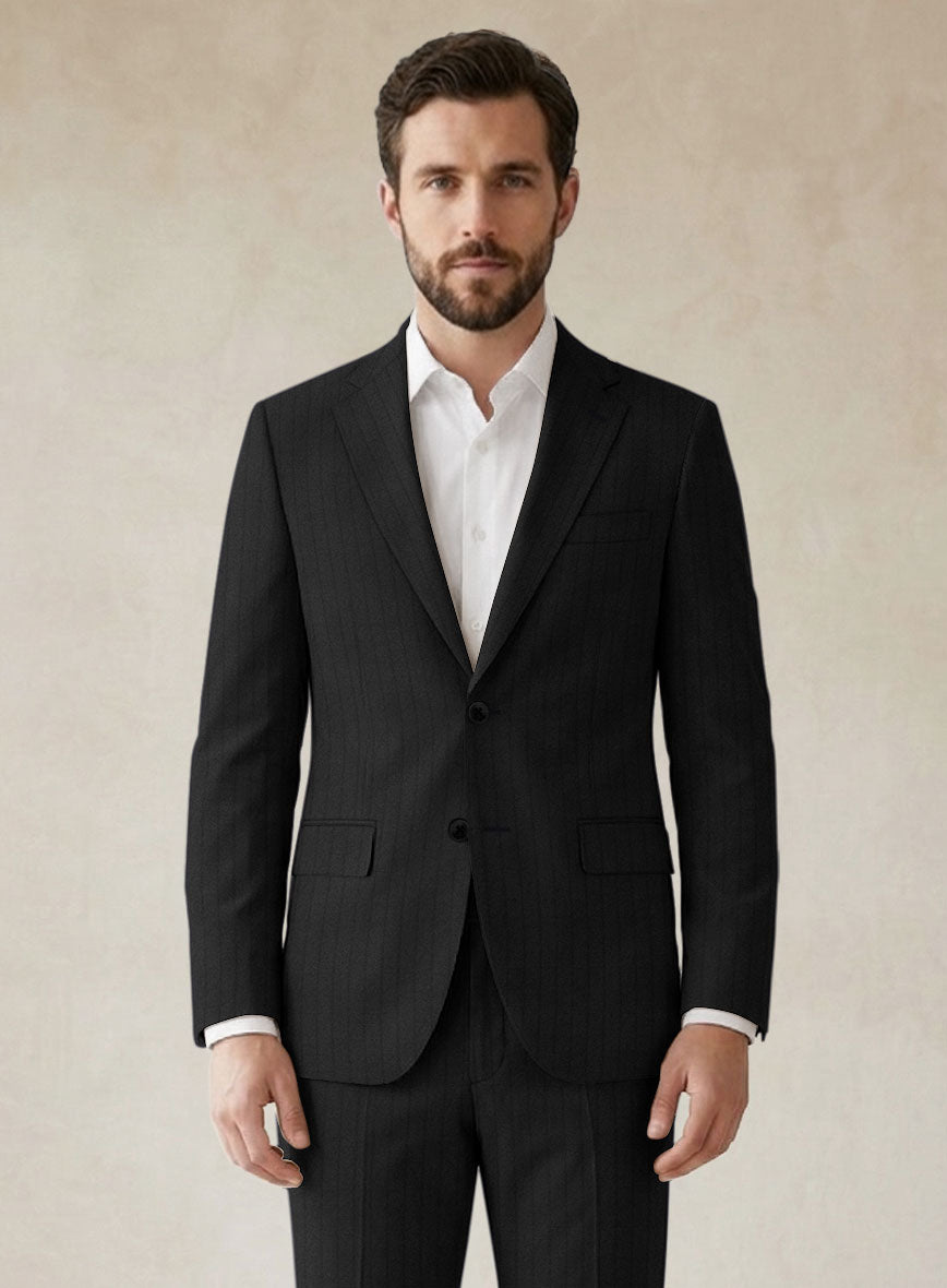 Scabal Juber Stripe Black Wool Jacket - StudioSuits