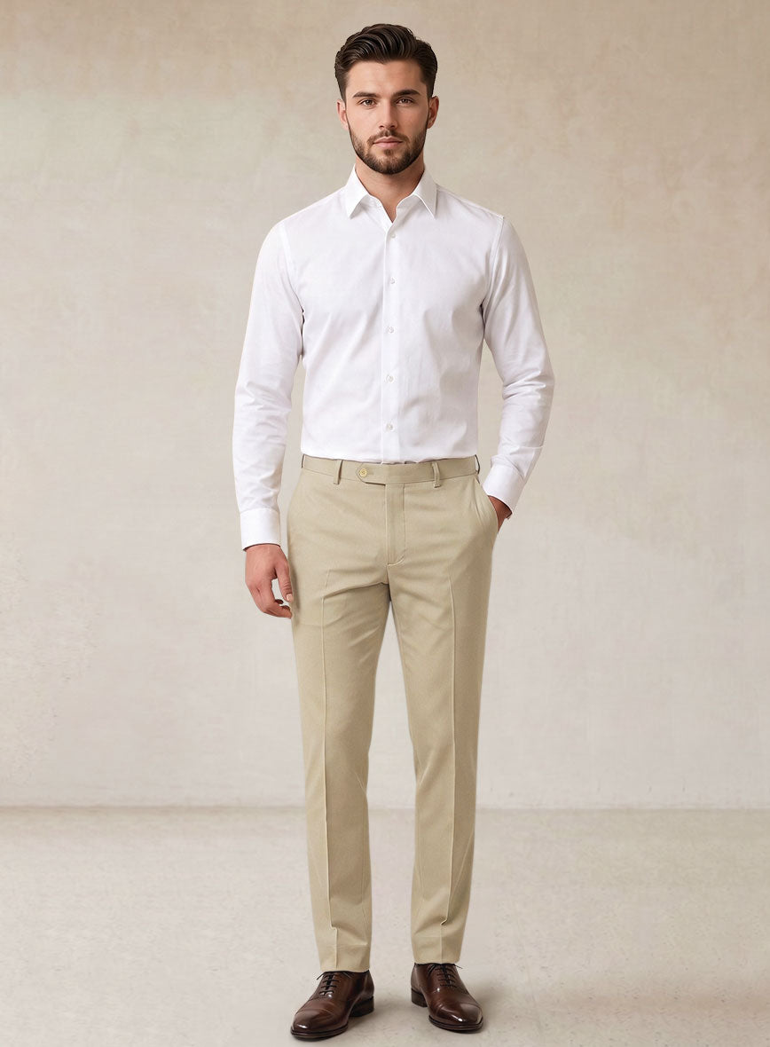 Scabal Khaki Cashmere Cotton Pants - StudioSuits