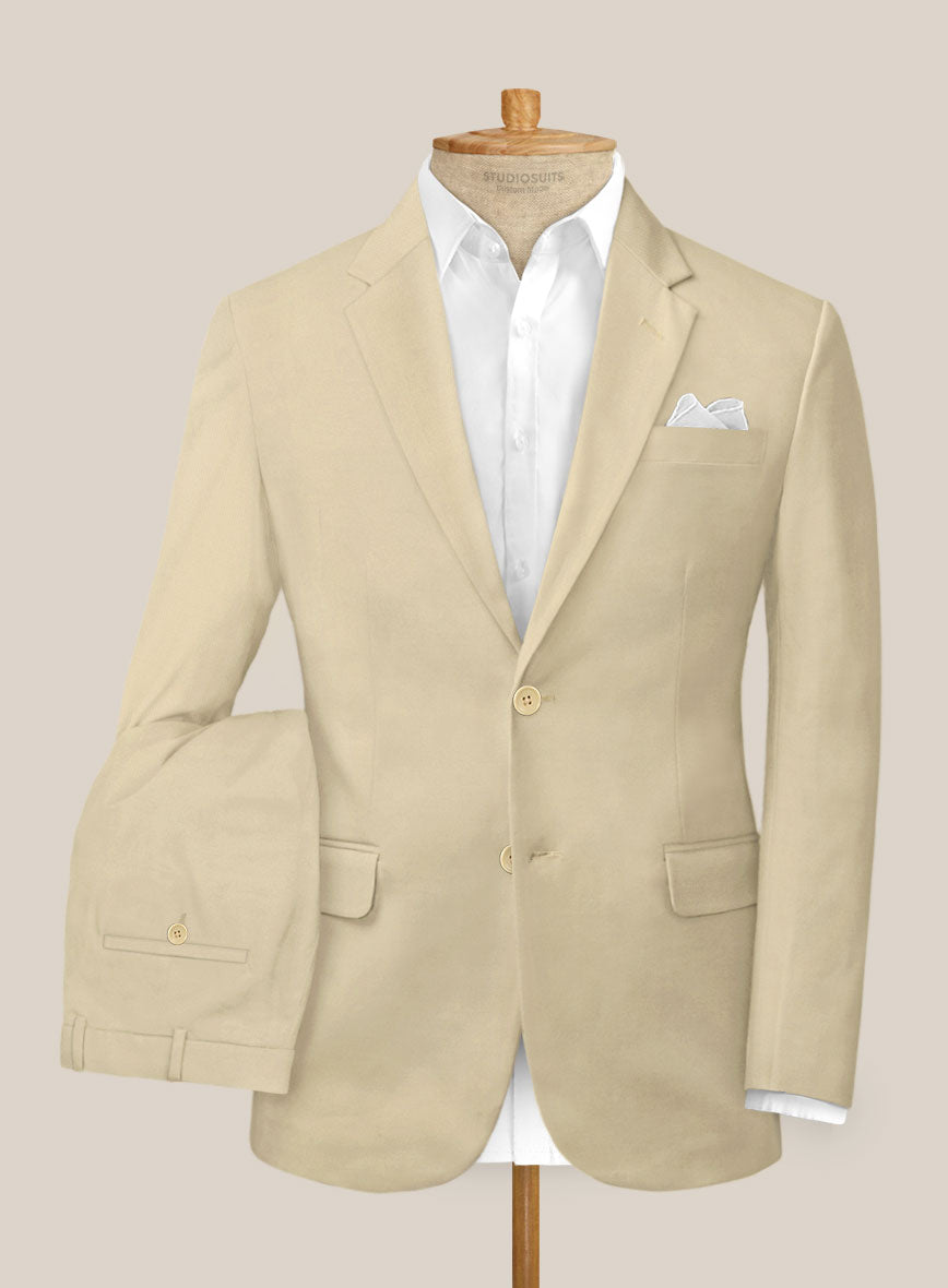 Scabal Khaki Cashmere Cotton Suit - StudioSuits