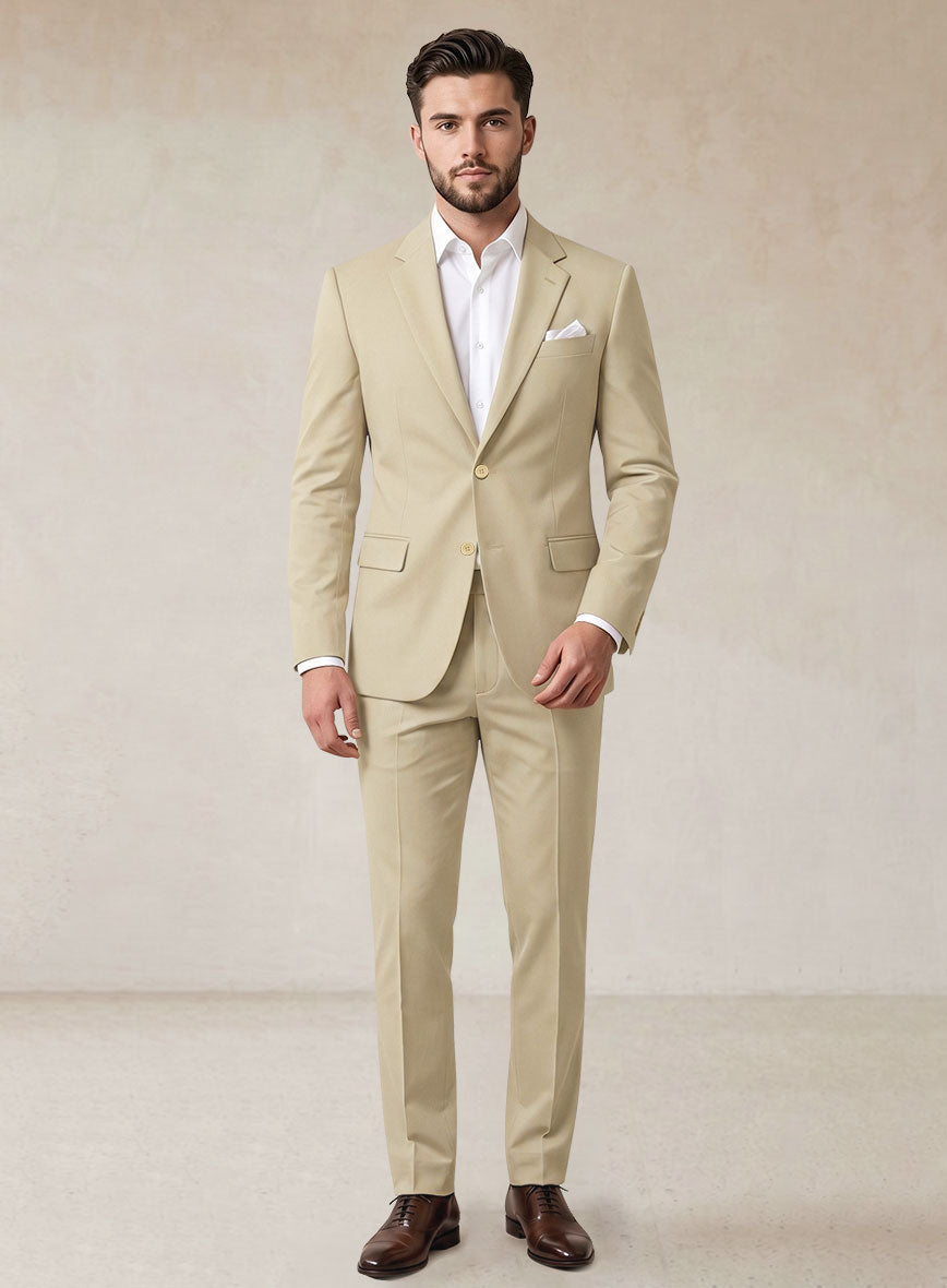 Scabal Khaki Cashmere Cotton Suit - StudioSuits