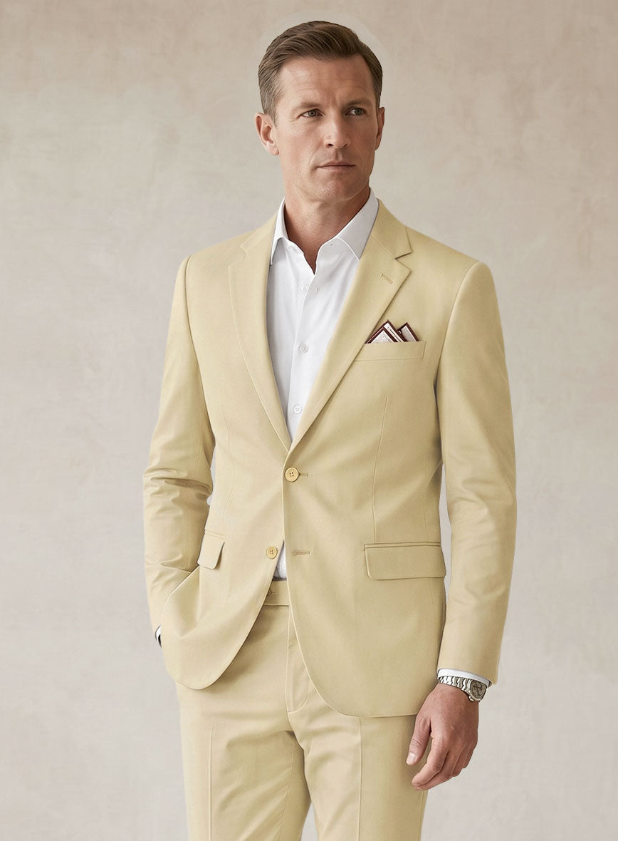 Scabal Latte Beige Cotton Stretch Jacket - StudioSuits